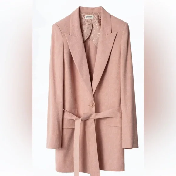 NEW NWT ZADIG & VOLTAIRE Vita Jac Mandala Jacket blush blazer size Large - Picture 2 of 9